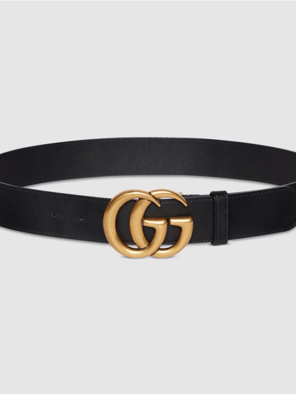 Gucci Black Leather Belt with Gold Double G Buckle